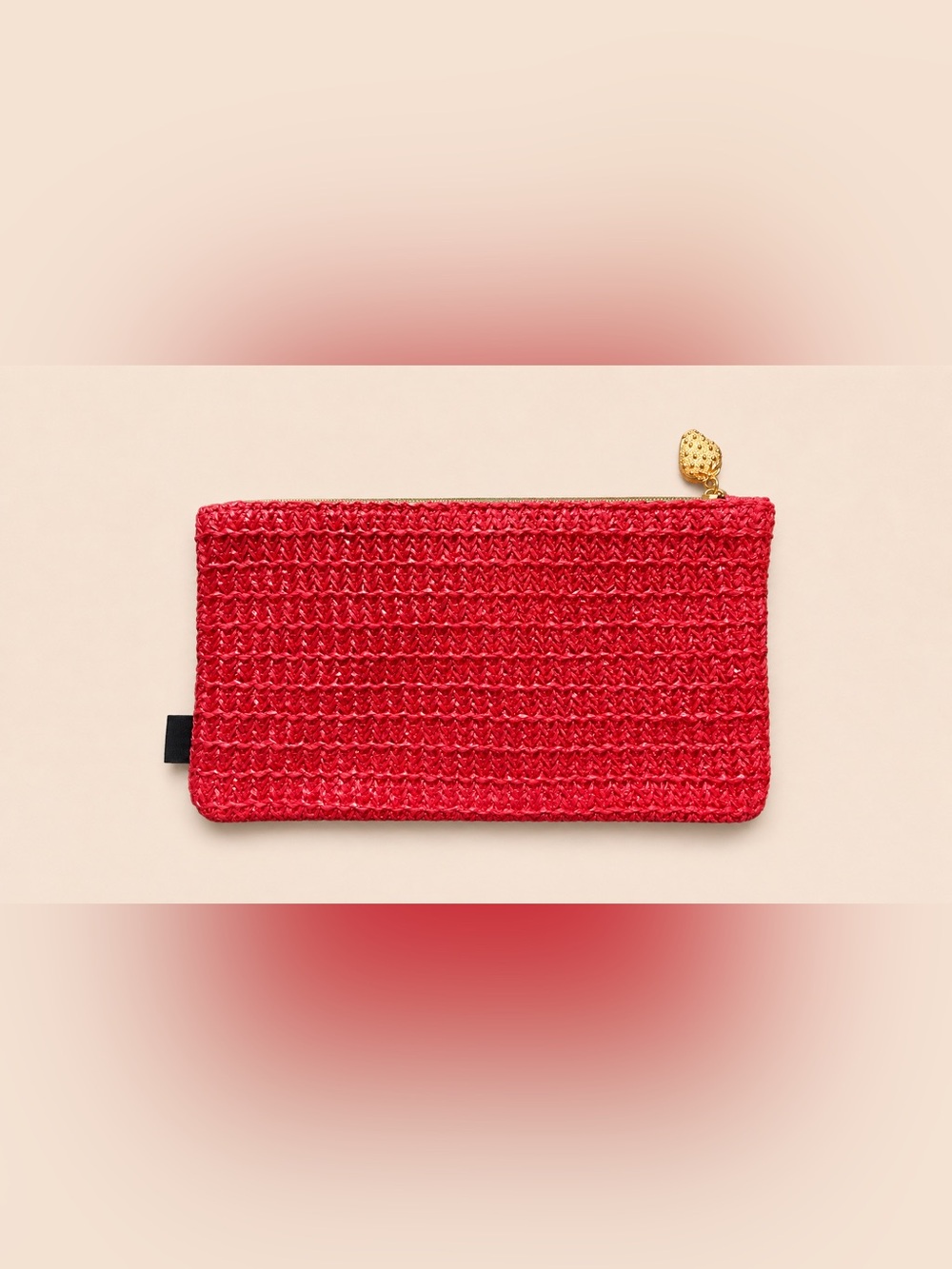 IPSY Strawberry 🍓 Pink Woven Makeup Bag Satin Lined Cosmetic Pouch - Picture 2 of 6